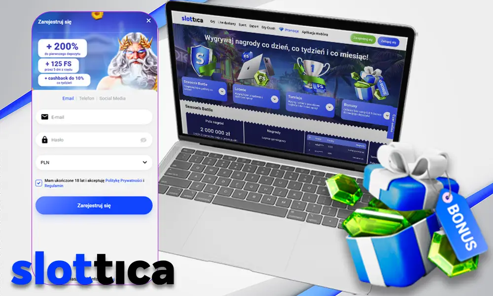 Informacje o bonusie Slottica za rejestrację nowego konta